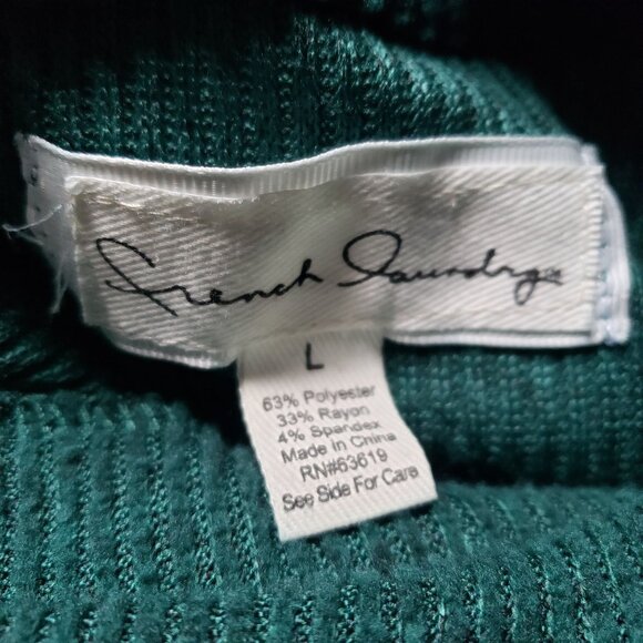 French Laundry Womens Cowl Turtlneck Sweater Size‎ L Green Cozy Lagenlook Casual - Picture 6 of 7